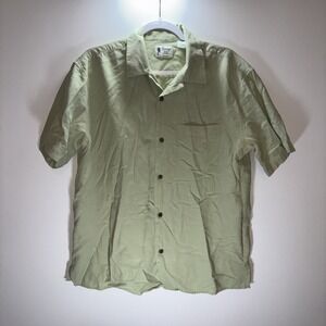 Vintage Silk Circa 1969 Men's Green Shirt Size Large Retro Casual Resort Coastal